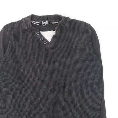 Cedar Wood State Mens Grey Round Neck Cotton Pullover Jumper Size S