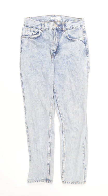 Pull&Bear Womens Blue Cotton Straight Jeans Size 28 in L27 in Regular Button