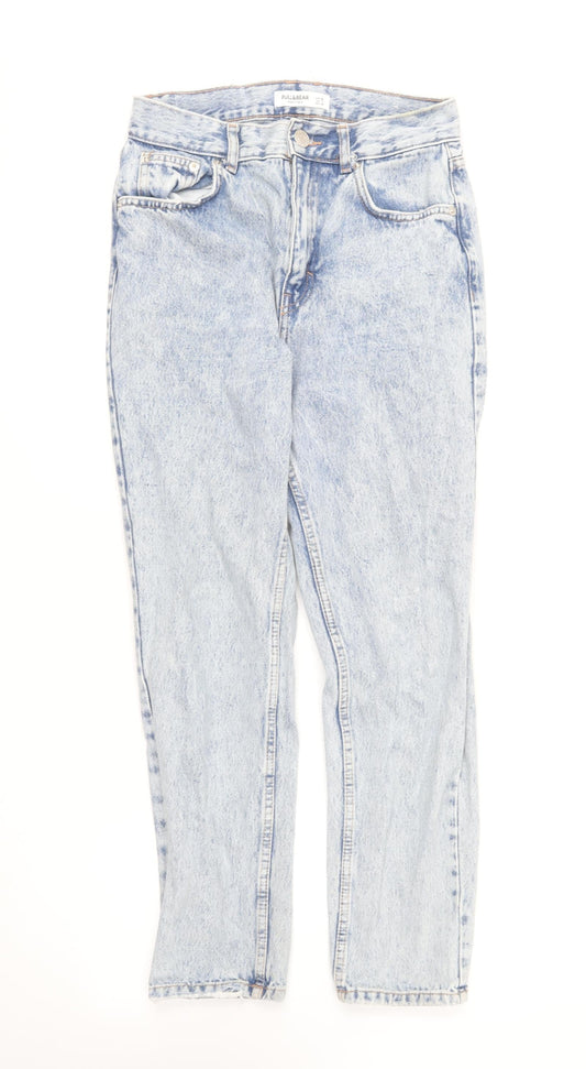 Pull&Bear Womens Blue Cotton Straight Jeans Size 28 in L27 in Regular Button