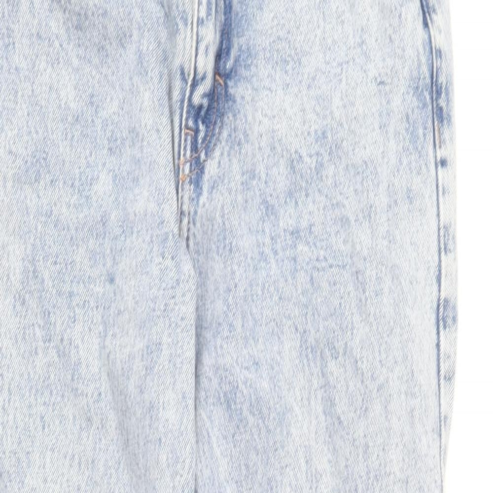 Pull&Bear Womens Blue Cotton Straight Jeans Size 28 in L27 in Regular Button