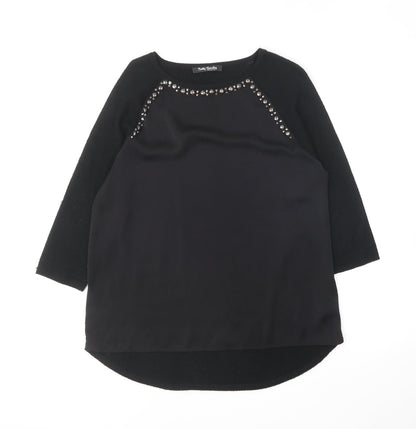 Betty Barclay Womens Black Polyester Basic Blouse Size 10 Round Neck