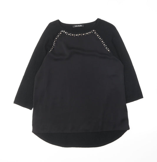 Betty Barclay Womens Black Polyester Basic Blouse Size 10 Round Neck