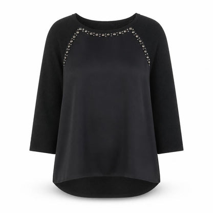 Betty Barclay Womens Black Polyester Basic Blouse Size 10 Round Neck