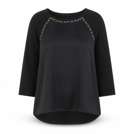 Betty Barclay Womens Black Polyester Basic Blouse Size 10 Round Neck