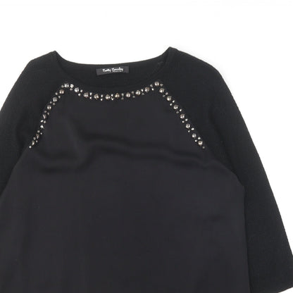 Betty Barclay Womens Black Polyester Basic Blouse Size 10 Round Neck