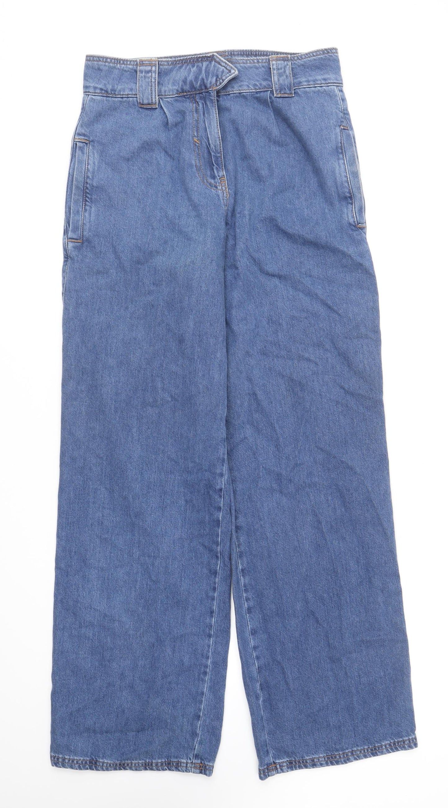 River Island Womens Blue Cotton Straight Jeans Size 10 L32.5 in Regular Hook & Loop