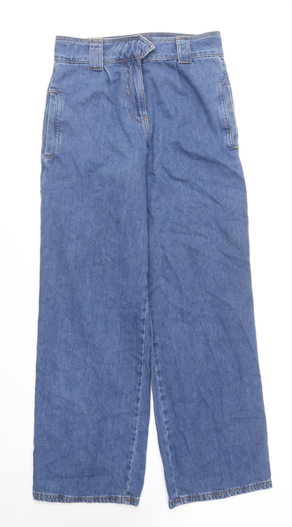 River Island Womens Blue Cotton Straight Jeans Size 10 L32.5 in Regular Hook & Loop