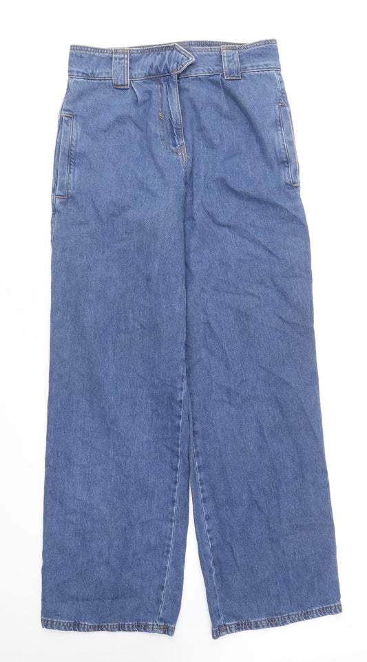 River Island Womens Blue Cotton Straight Jeans Size 10 L32.5 in Regular Hook & Loop
