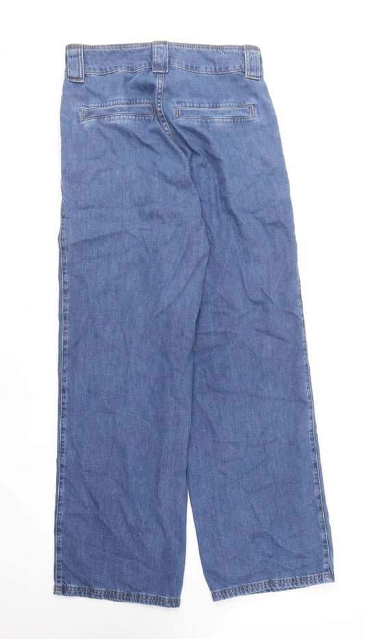 River Island Womens Blue Cotton Straight Jeans Size 10 L32.5 in Regular Hook & Loop