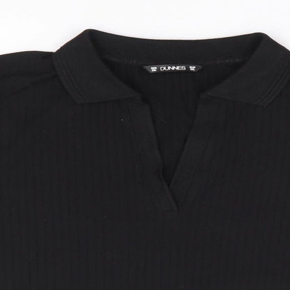Dunnes Womens Black Polyester Cropped Polo Size 2XL Collared - Ribbed