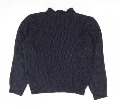 George Mens Blue Mock Neck Acrylic Pullover Jumper Size S