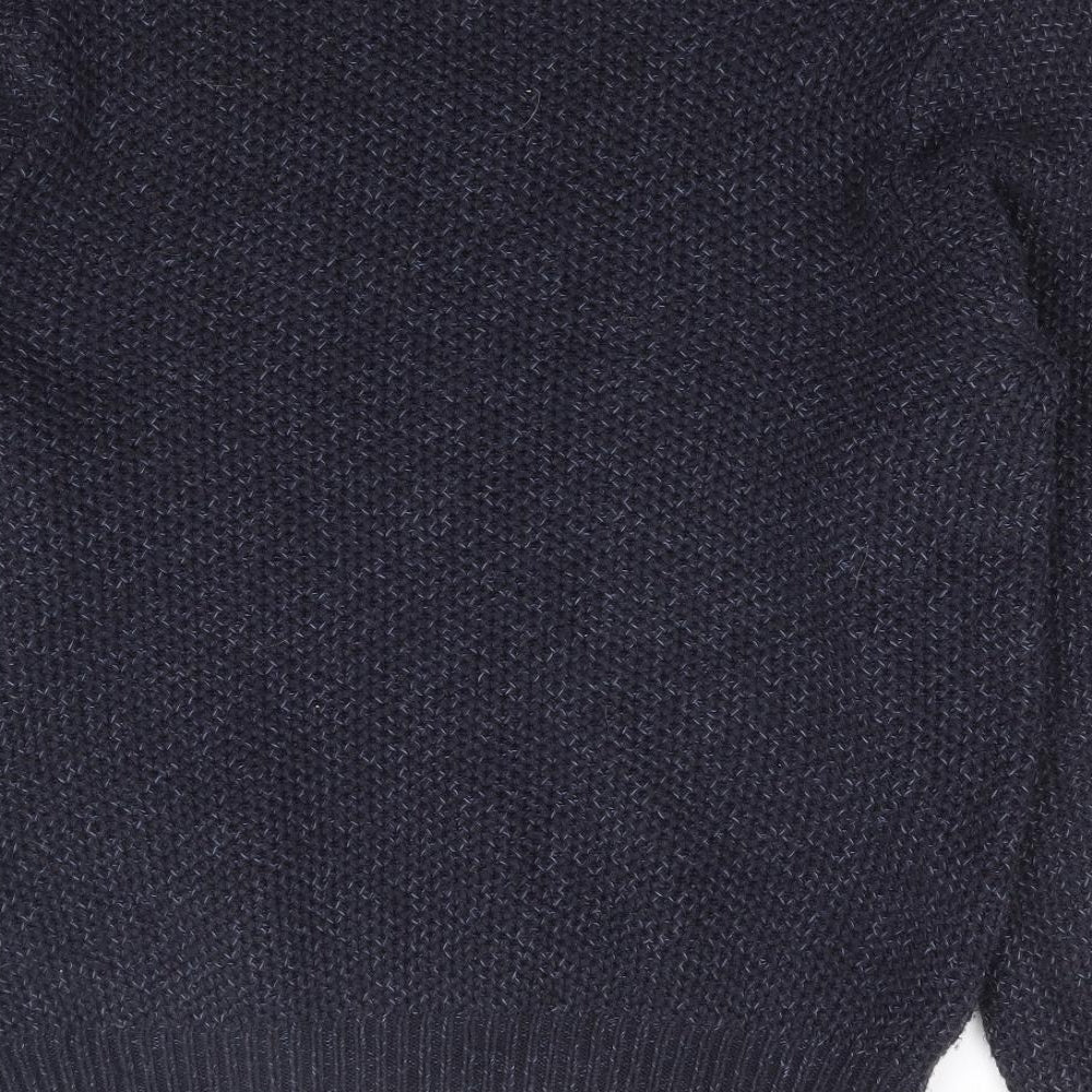 George Mens Blue Mock Neck Acrylic Pullover Jumper Size S