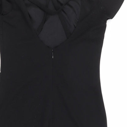 New Look Womens Black Polyester Bodycon Size 12 Round Neck Zip - Cold Shoulder