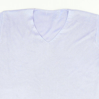 Preworn Womens Purple V-Neck Polyester Pullover Jumper Size S