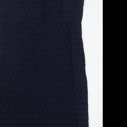 Gap Womens Blue Geometric Cotton Sheath Size 8 Round Neck Pullover - Scalloped Hem