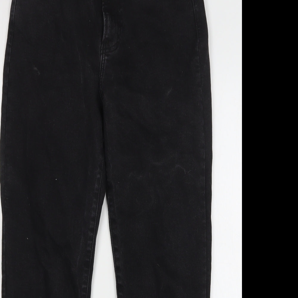 Denim & Co. Womens Black Cotton Straight Jeans Size 8 L28 in Regular Zip