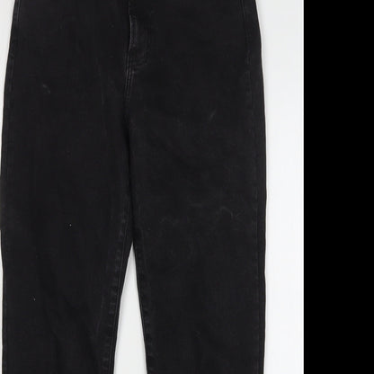 Denim & Co. Womens Black Cotton Straight Jeans Size 8 L28 in Regular Zip