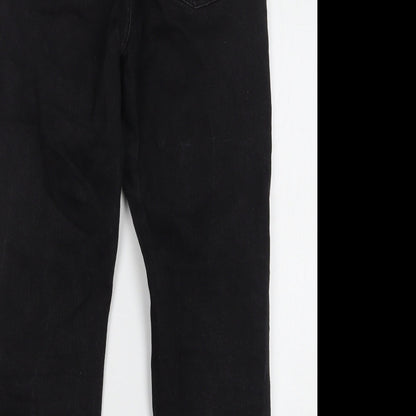 Denim & Co. Womens Black Cotton Straight Jeans Size 8 L28 in Regular Zip