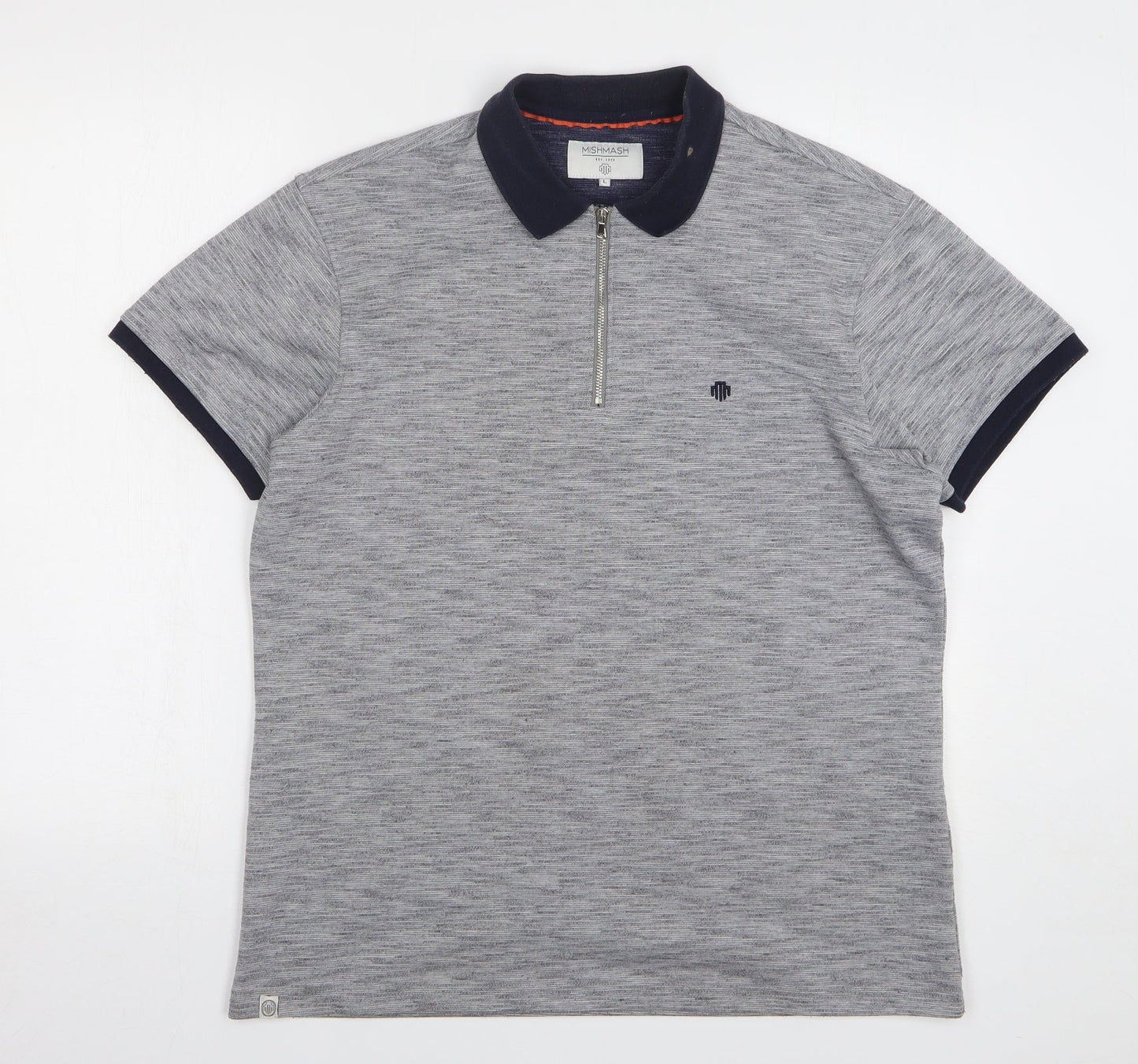 MishMash Womens Grey Cotton Basic Polo Size L Collared