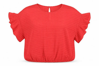 Womens UK Size L Papaya Red Basic Blouse