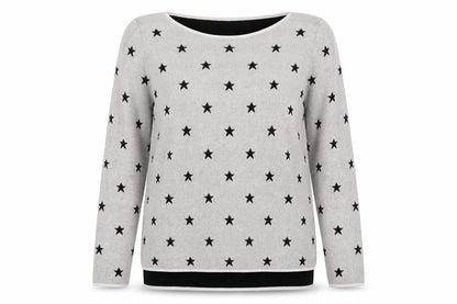 ESPRIT Womens Grey Round Neck Geometric Cotton Pullover Jumper Size XL - Star