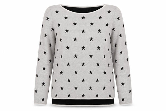 ESPRIT Womens Grey Round Neck Geometric Cotton Pullover Jumper Size XL - Star