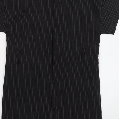 PRETTYLITTLETHING Womens Black Striped Polyester T-Shirt Dress Size 8 Round Neck Pullover