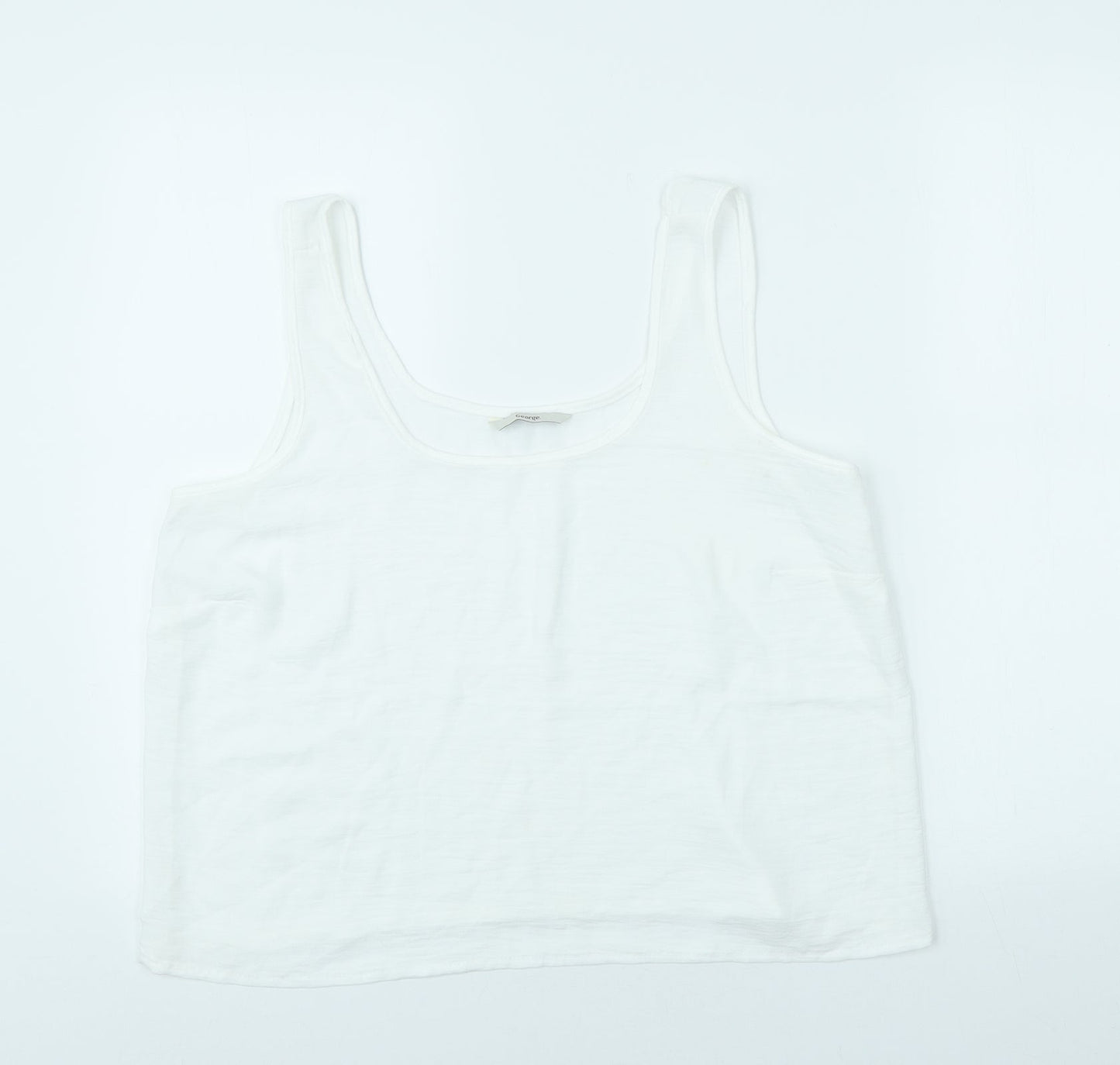 George Womens White Polyester Cropped Tank Size M Scoop Neck