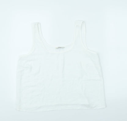 George Womens White Polyester Cropped Tank Size M Scoop Neck