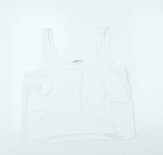 George Womens White Polyester Cropped Tank Size M Scoop Neck