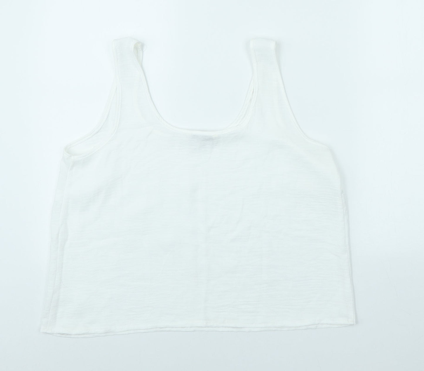 George Womens White Polyester Cropped Tank Size M Scoop Neck