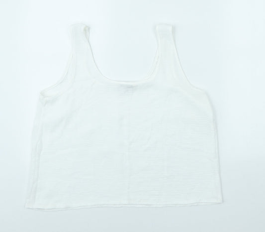 George Womens White Polyester Cropped Tank Size M Scoop Neck