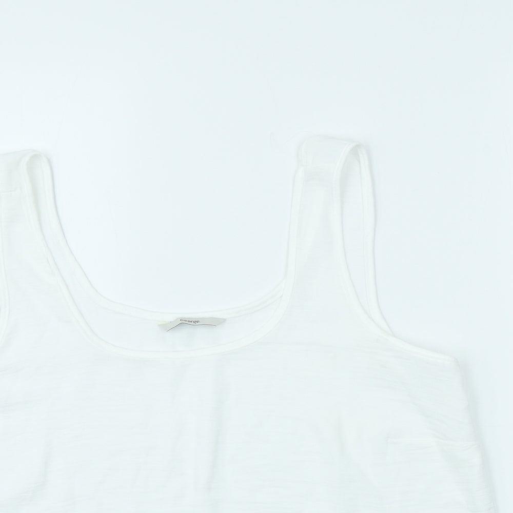 George Womens White Polyester Cropped Tank Size M Scoop Neck