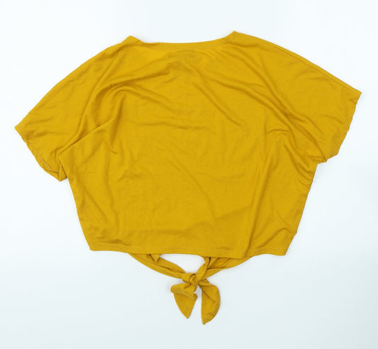 Primark Womens Yellow Polyester Basic T-Shirt Size 8 Scoop Neck