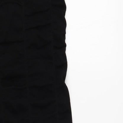 Zara Womens Black Viscose Bodycon Size XS Round Neck Button - Embellished Neckline