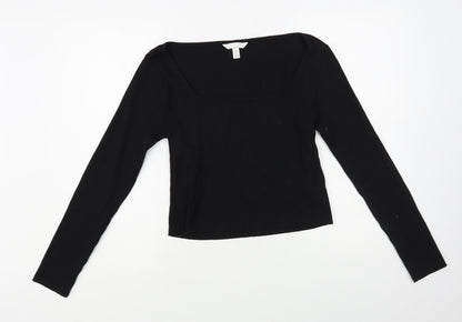 Womens UK Size L H&M Black Cropped T-Shirt