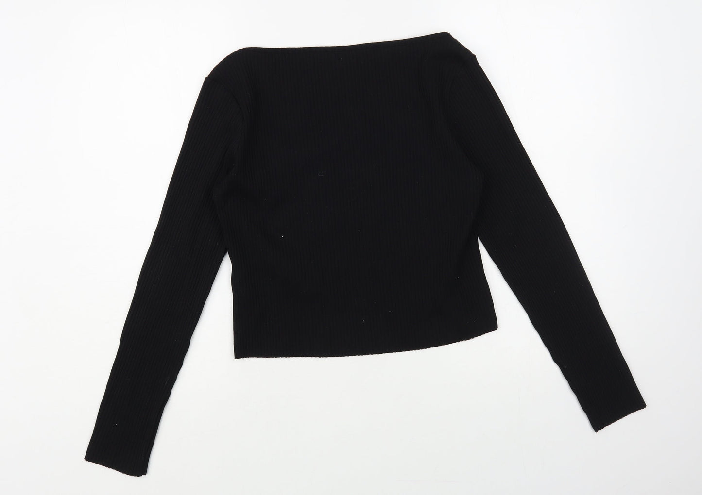 Womens UK Size L H&M Black Cropped T-Shirt