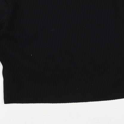 Womens UK Size L H&M Black Cropped T-Shirt
