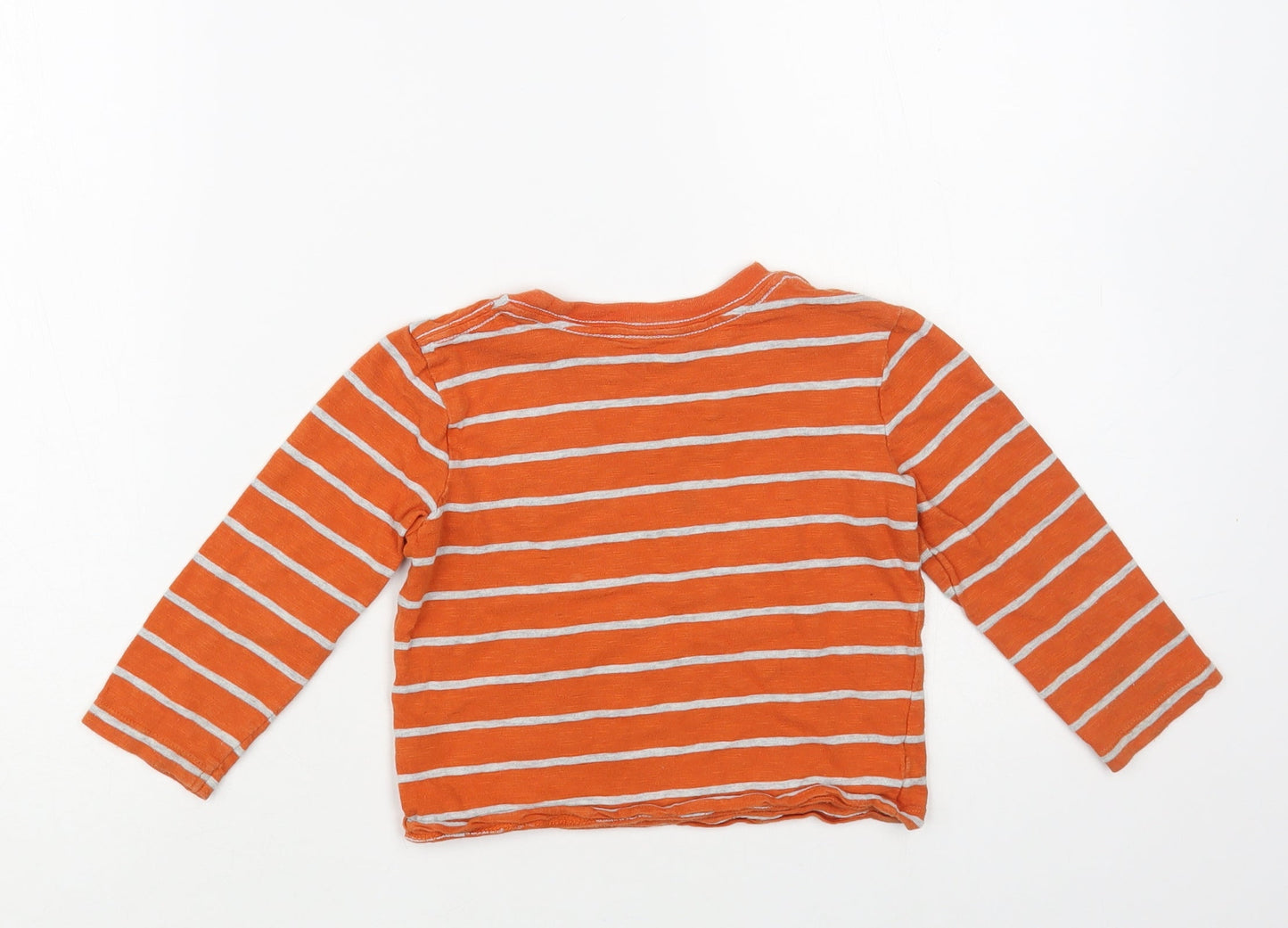 Little Me Boys Orange Striped Cotton Pullover T-Shirt Size 3 Years Crew Neck Pullover