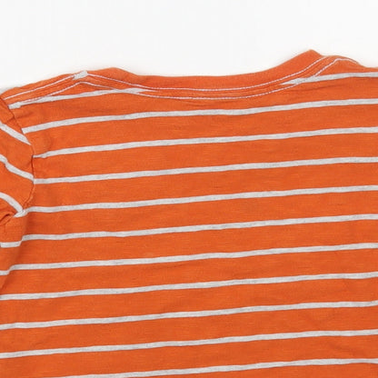 Little Me Boys Orange Striped Cotton Pullover T-Shirt Size 3 Years Crew Neck Pullover