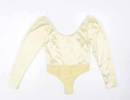 In the Style Womens Gold Polyester Bodysuit One-Piece Size 10 Snap