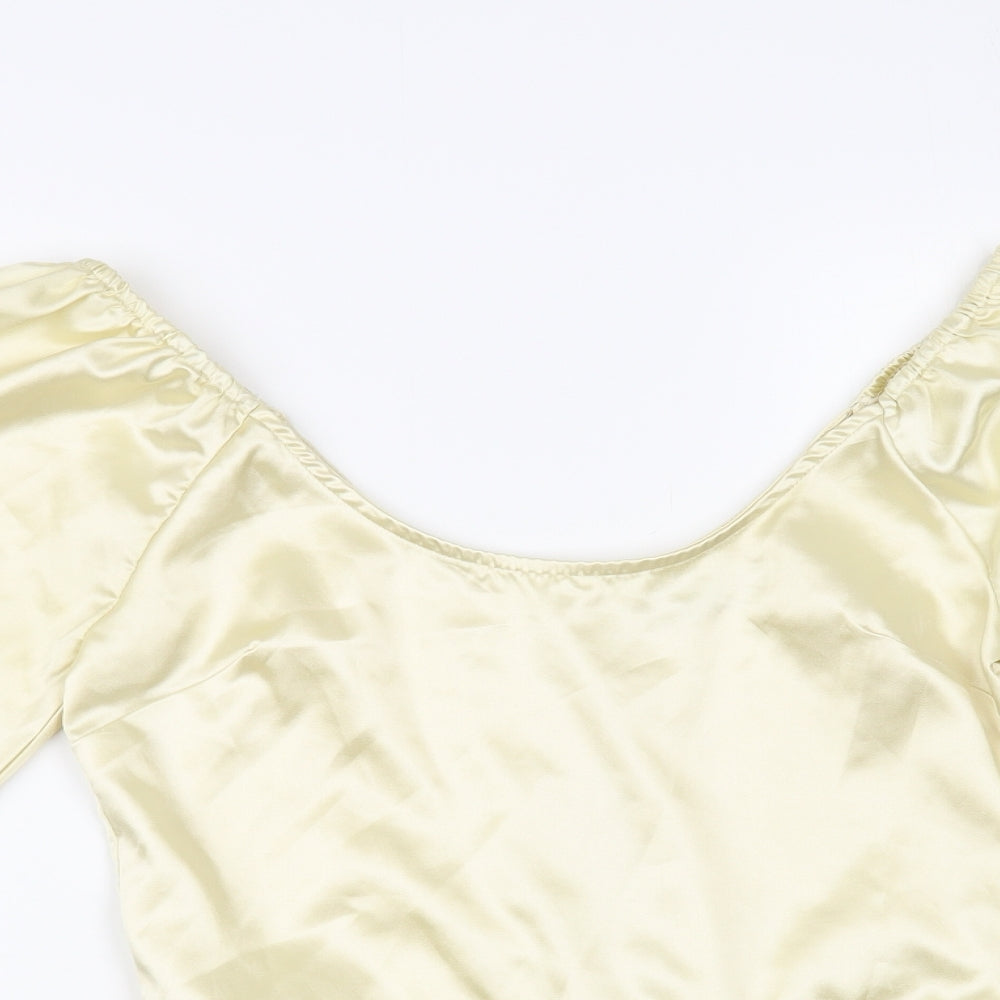 In the Style Womens Gold Polyester Bodysuit One-Piece Size 10 Snap