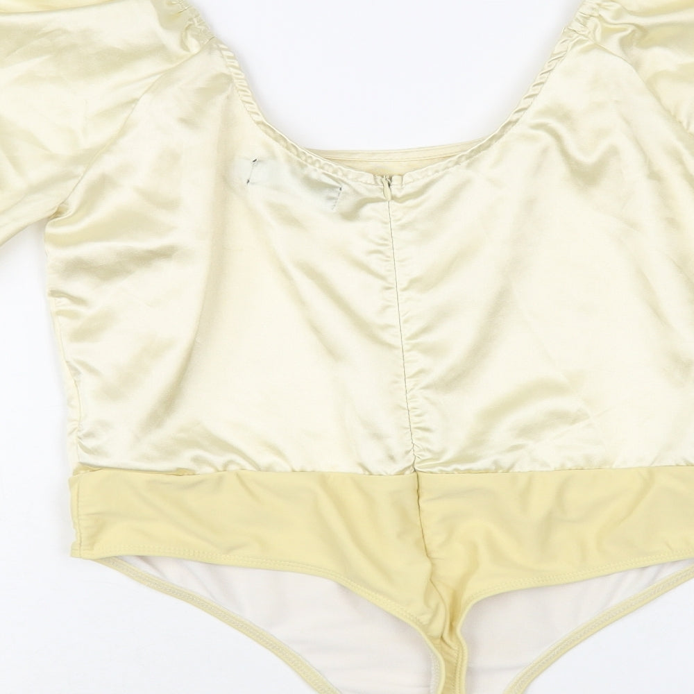 In the Style Womens Gold Polyester Bodysuit One-Piece Size 10 Snap