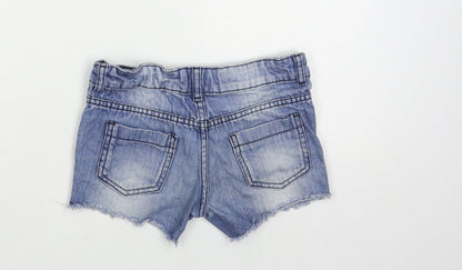 F&F Girls Blue Paisley Cotton Cut-Off Shorts Size 7-8 Years Regular Buckle