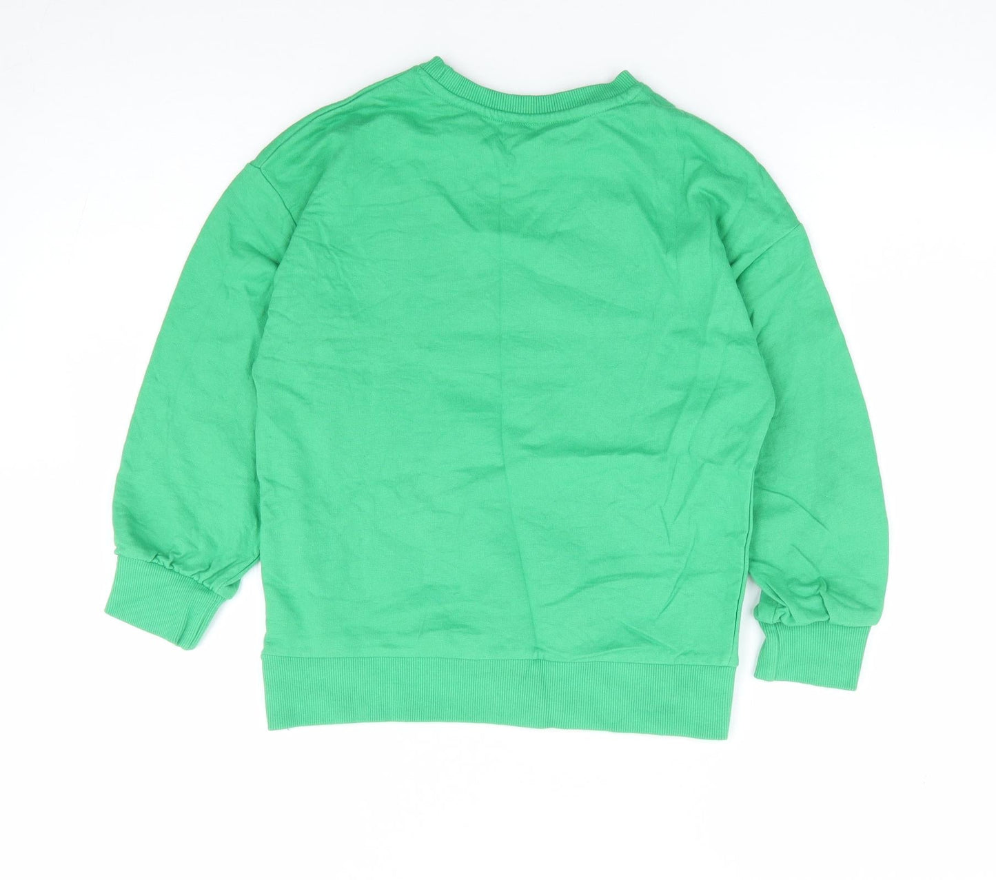 Dunnes Girls Green 100% Cotton Pullover Sweatshirt Size 8-9 Years Pullover - Lucky Day