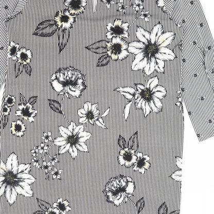 NEXT Womens Black Floral Polyester A-Line Size 12 Round Neck Pullover - Bee, Floral