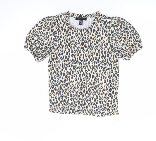 Womens UK Size 6 New Look Brown Jersey T-Shirt
