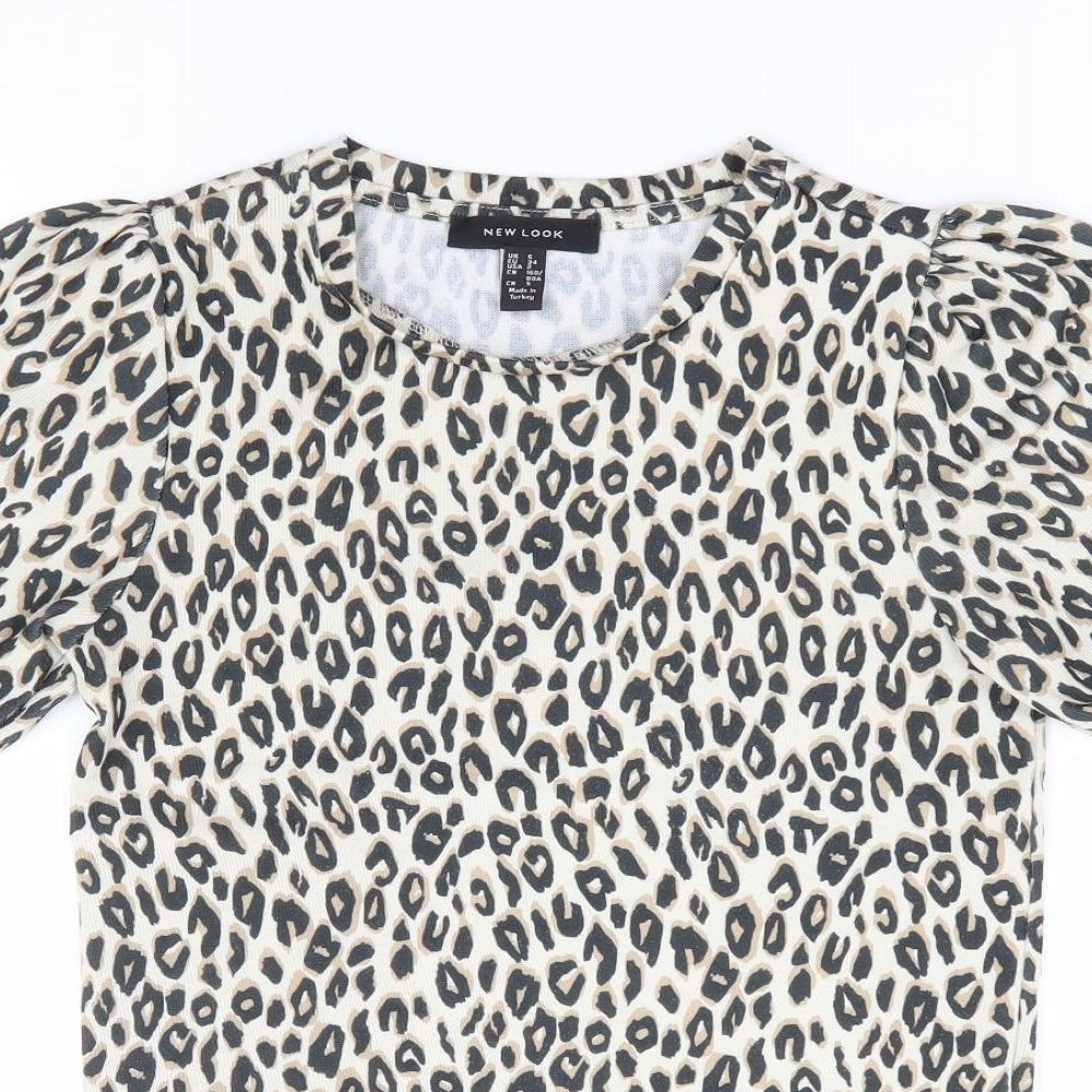 Womens UK Size 6 New Look Brown Jersey T-Shirt
