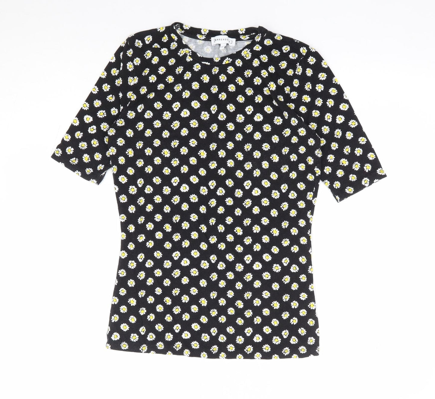 Womens UK Size 6 Warehouse Black Jersey T-Shirt