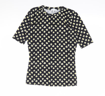 Womens UK Size 6 Warehouse Black Jersey T-Shirt
